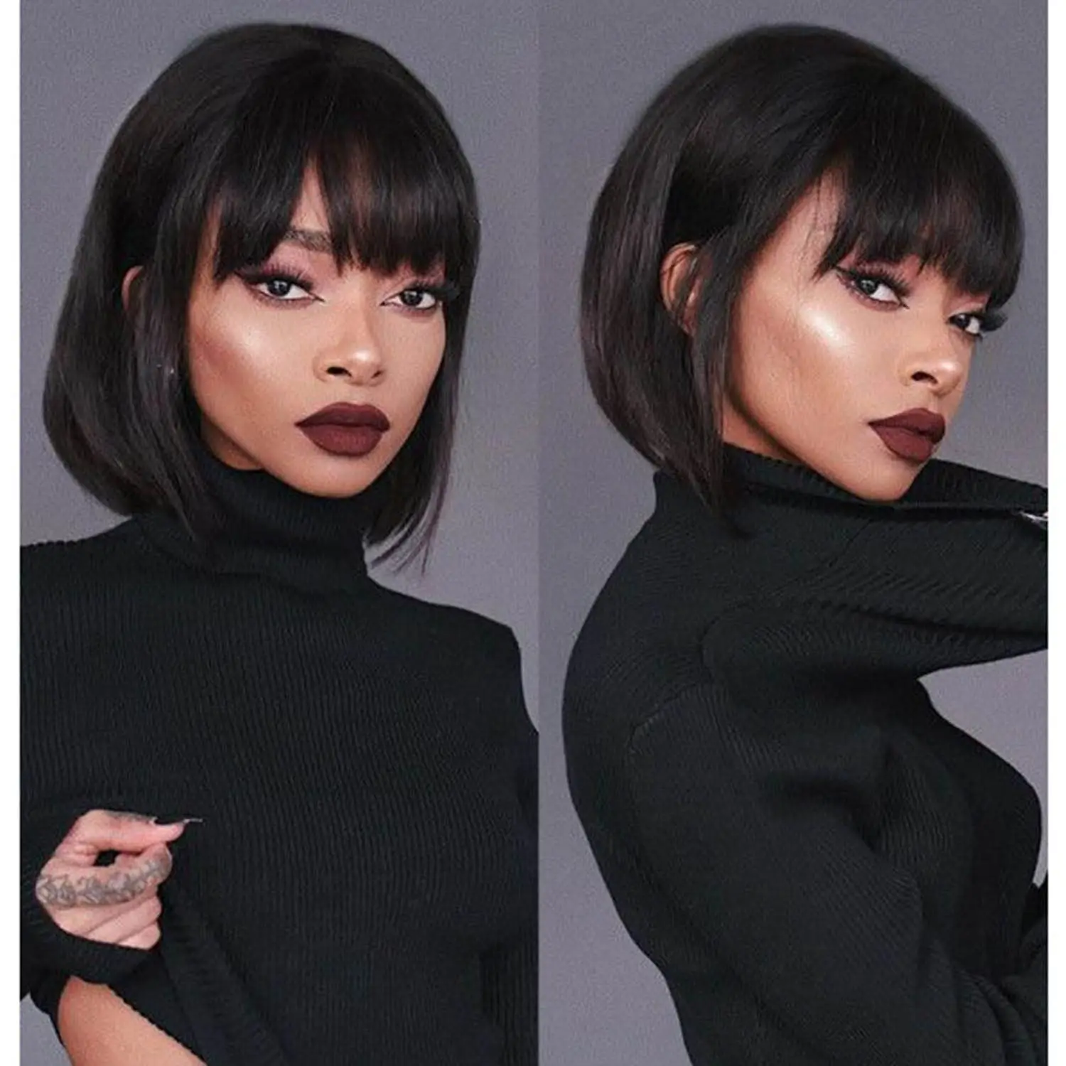 Black Bob Wig With Bangs 12 Inch Short Bob wig for Women Short Bob Wigs Synthetic Fiber Bob Wigs and Halloween Cosplay Wig for D
Black Bob Wig With Bangs 12 Inch Short Bob wig for Women Short Bob Wigs Synthetic Fiber Bob Wigs and Halloween Cosplay Wig for D