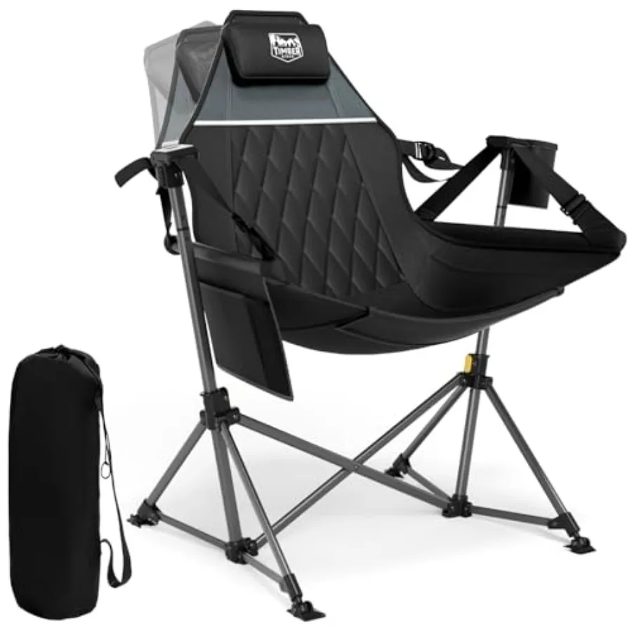 Hammock Camping Chair for Outdoor Lawn and Sports, Black Polyester Fabric, Oversized Swinging Design with Adjustable Back and S
Hammock Camping Chair for Outdoor Lawn and Sports, Black Polyester Fabric, Oversized Swinging Design with Adjustable Back and S