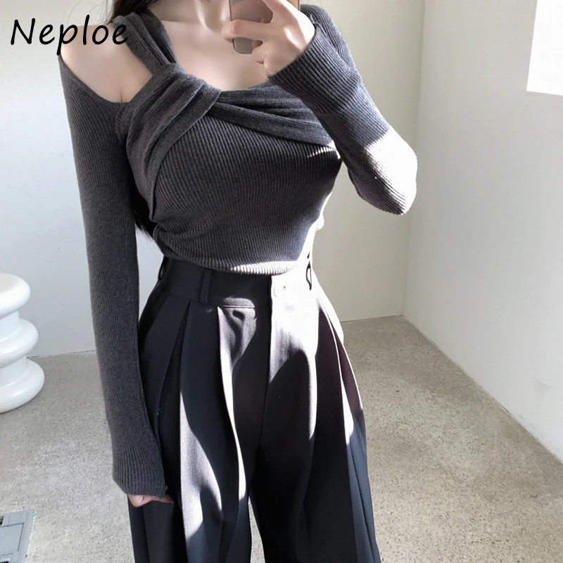 Neploe Knit Новый сексуальный элегантный асимметричный джемпер с открытыми плечами, тонкие пуловеры с длинными рукавами, галстук Pure Desire, корейский вязаный
Neploe Knit Новый сексуальный элегантный асимметричный джемпер с открытыми плечами, тонкие пуловеры с длинными рукавами, галстук Pure Desire, корейский вязаный