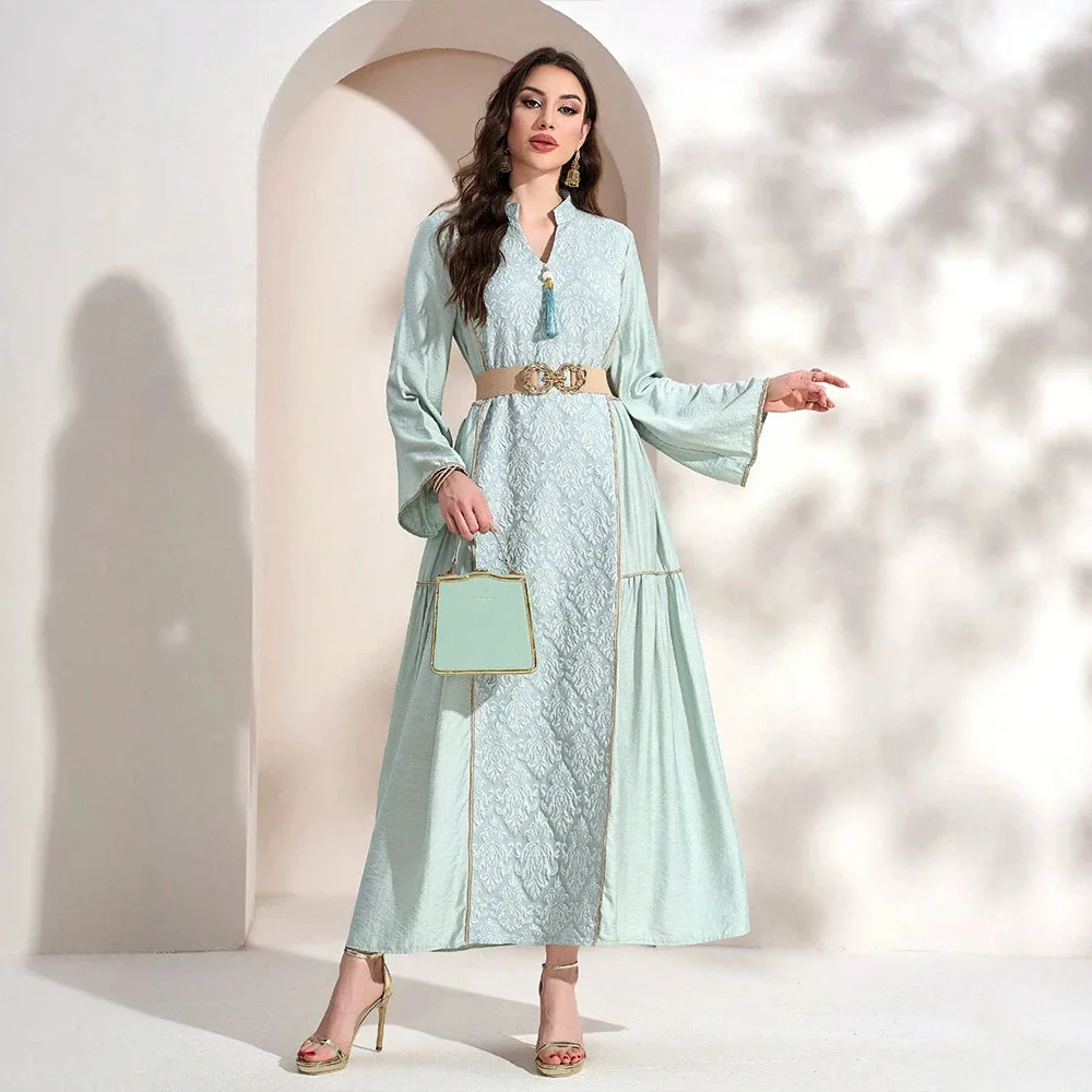 Ky1381 Elegant Long-sleeved Women's Dress With Tassels And Embroidered Waist Robe Abaya Ramadan Dubai Luxury Islam Elegant
Ky1381 Elegant Long-sleeved Women's Dress With Tassels And Embroidered Waist Robe Abaya Ramadan Dubai Luxury Islam Elegant