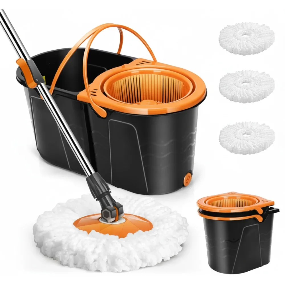 360 ° Набор вращающихся швабр с двойным ведром, 3 насадками из микрофибры, регулируемой ручкой для легкой чистки пола
360 ° Набор вращающихся швабр с двойным ведром, 3 насадками из микрофибры, регулируемой ручкой для легкой чистки пола