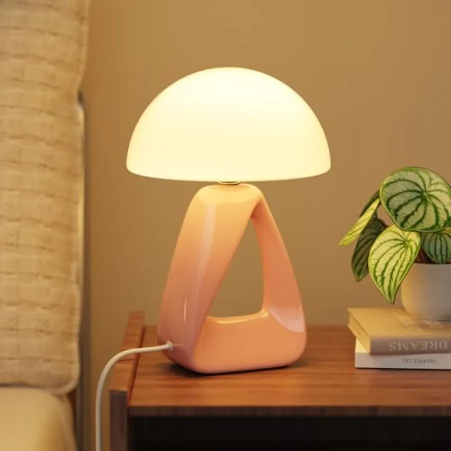 Mushroom Lamp, Small Table Lamp for Bedroom, Creative Geometric Ceramic Base Bedside Lamp, Mid Century Modern Side Table Lamp f
Mushroom Lamp, Small Table Lamp for Bedroom, Creative Geometric Ceramic Base Bedside Lamp, Mid Century Modern Side Table Lamp f