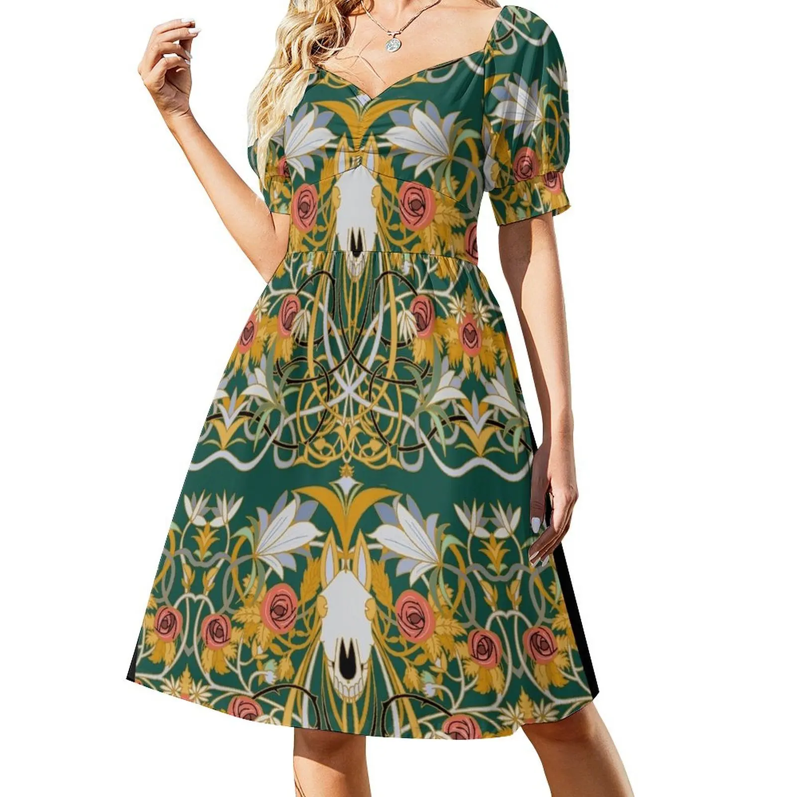 Mari Lwyd and roses Short-Sleeved Dress dress for women 2025 Women's summer skirt dresses for women 2025
Mari Lwyd and roses Short-Sleeved Dress dress for women 2025 Women's summer skirt dresses for women 2025