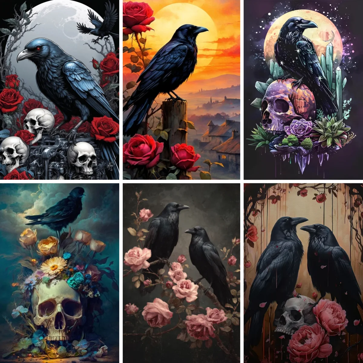 5D Diamond Painting Kits for Adults Watercolor Raven Skull with Garden Florals Full Square Craft Diamond Embroidery Dotz Kit
5D Diamond Painting Kits for Adults Watercolor Raven Skull with Garden Florals Full Square Craft Diamond Embroidery Dotz Kit