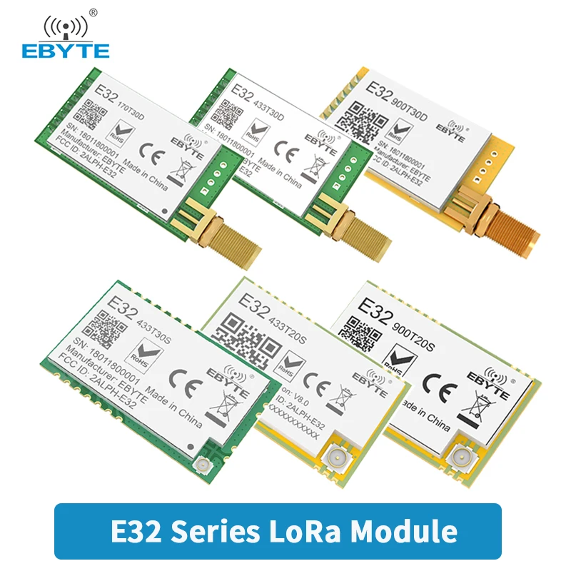 Модуль LoRa EBYTE E32 Серии SMD DIP 433 МГц 915 МГц 868 МГц 20 дБм 30 дБм IPEX/Stamp отверстие SMA-K беспроводной модуль
Модуль LoRa EBYTE E32 Серии SMD DIP 433 МГц 915 МГц 868 МГц 20 дБм 30 дБм IPEX/Stamp отверстие SMA-K беспроводной модуль