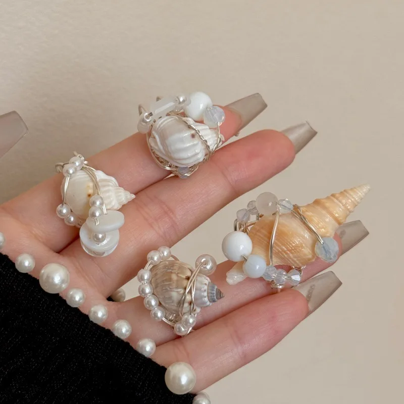 2026 Trendy Spring Summer Vacation Conch Shell Pearl Beaded Ring Bohemian Beach Chic Handmade Statement Jewelry for Women
2026 Trendy Spring Summer Vacation Conch Shell Pearl Beaded Ring Bohemian Beach Chic Handmade Statement Jewelry for Women
