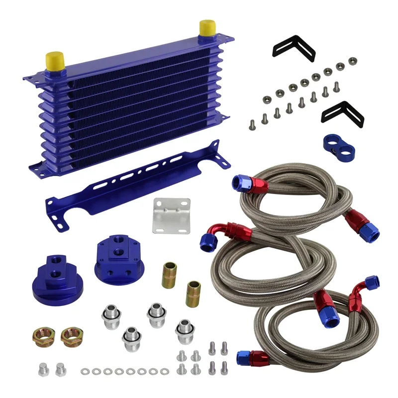 10 Row Universal Transmission Engine 262mm AN10 Oil Cooler Trust Type + Filter Adapter Kit Blue/Black
10 Row Universal Transmission Engine 262mm AN10 Oil Cooler Trust Type + Filter Adapter Kit Blue/Black