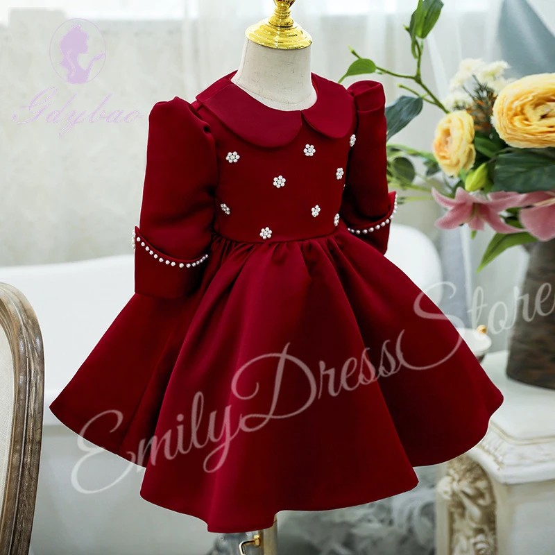 Customized Cute Wine Red Flower Girl Dresses For Wedding Satin O-Neck Knee Length Kids Birthday Party First Communion Ball Gown
Customized Cute Wine Red Flower Girl Dresses For Wedding Satin O-Neck Knee Length Kids Birthday Party First Communion Ball Gown