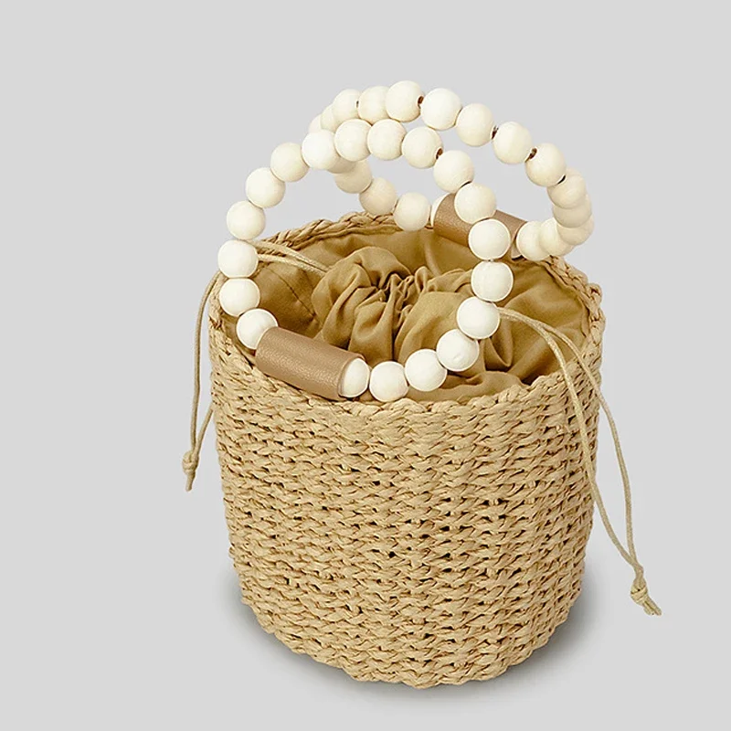 Fashion Wooden Beading Women Handbags Paper Woven Hand Bags Casual Summer Beach Bucket Bag Bali Small Tote Female Purses 2023
Fashion Wooden Beading Women Handbags Paper Woven Hand Bags Casual Summer Beach Bucket Bag Bali Small Tote Female Purses 2023