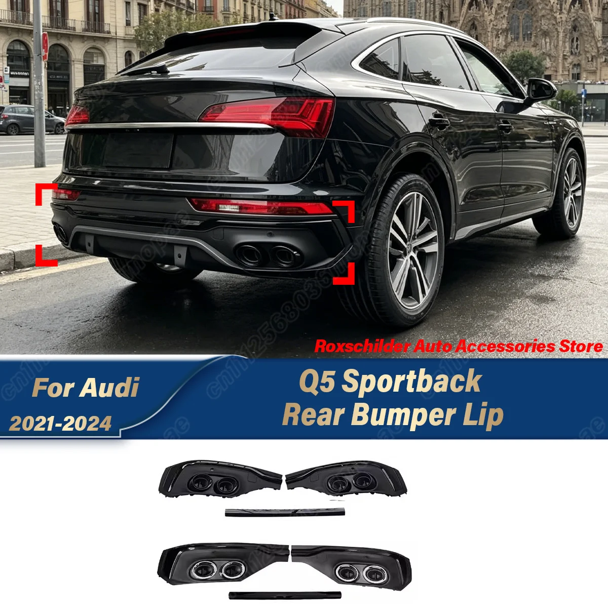 For Audi Q5 Sportback 2020 2021 2022 2023 Car Rear Lip Tail Throat Sports Racing Q5SP Four Out Decoration Body Modification Kit
For Audi Q5 Sportback 2020 2021 2022 2023 Car Rear Lip Tail Throat Sports Racing Q5SP Four Out Decoration Body Modification Kit