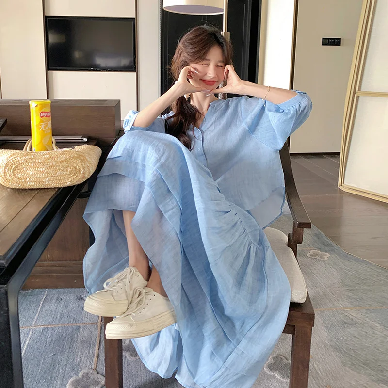 Elegant Women's Set European Style Blue Refreshing Lantern Sleeve Shirt Long Skirt Two-piece Set 2025 Summer New Arrival
Elegant Women's Set European Style Blue Refreshing Lantern Sleeve Shirt Long Skirt Two-piece Set 2025 Summer New Arrival