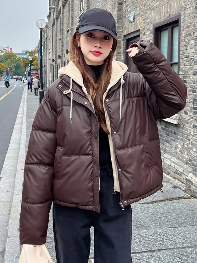 Zoki Y2K Patchwork Pu Parkas Women Streetwear Vintage Long Sleeve Winter Puffy Coat American Harajuku Fake Two Pieces Hooded Top
Zoki Y2K Patchwork Pu Parkas Women Streetwear Vintage Long Sleeve Winter Puffy Coat American Harajuku Fake Two Pieces Hooded Top