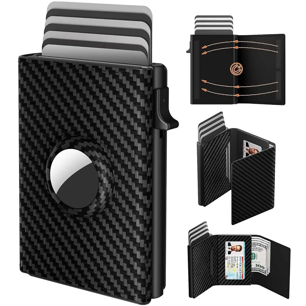 Mens Wallet Card Holder for AirTag - Genuine Leather Smart Wallet for Men Compatible with Apple Air Tag, RFID Blocking, Slim,
Mens Wallet Card Holder for AirTag - Genuine Leather Smart Wallet for Men Compatible with Apple Air Tag, RFID Blocking, Slim,