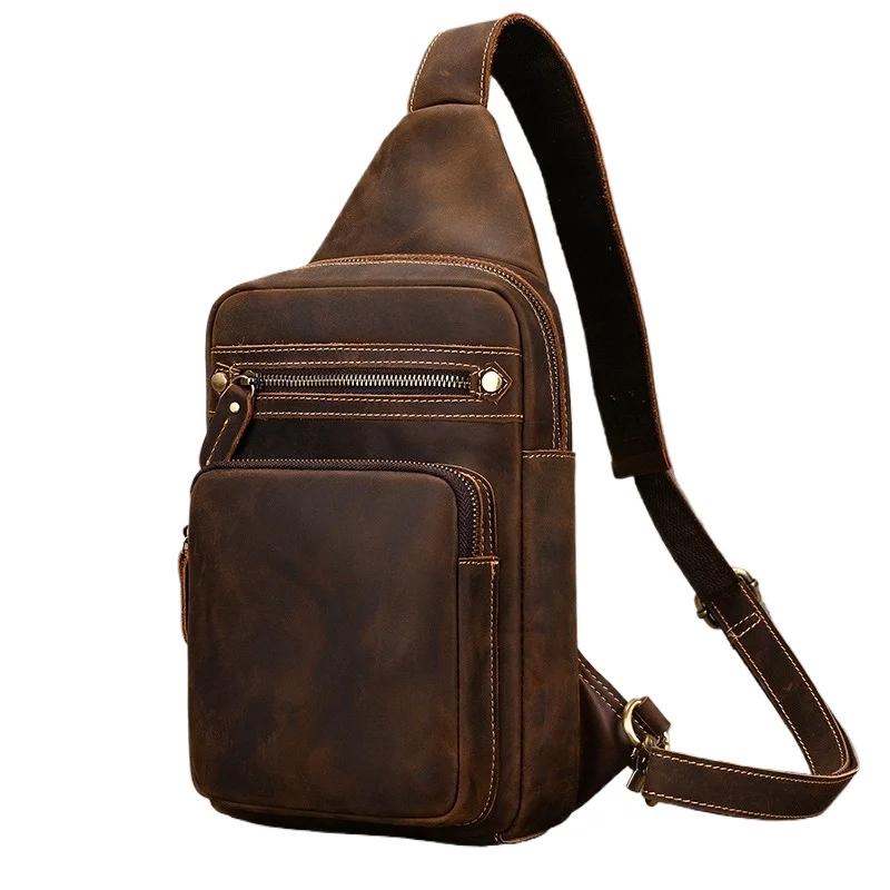 Men's Sling Bag Crossbody Chest Bag Crazy Horse Leather Large Capacity Casual Shoulder Pack Fits High Quality
Men's Sling Bag Crossbody Chest Bag Crazy Horse Leather Large Capacity Casual Shoulder Pack Fits High Quality