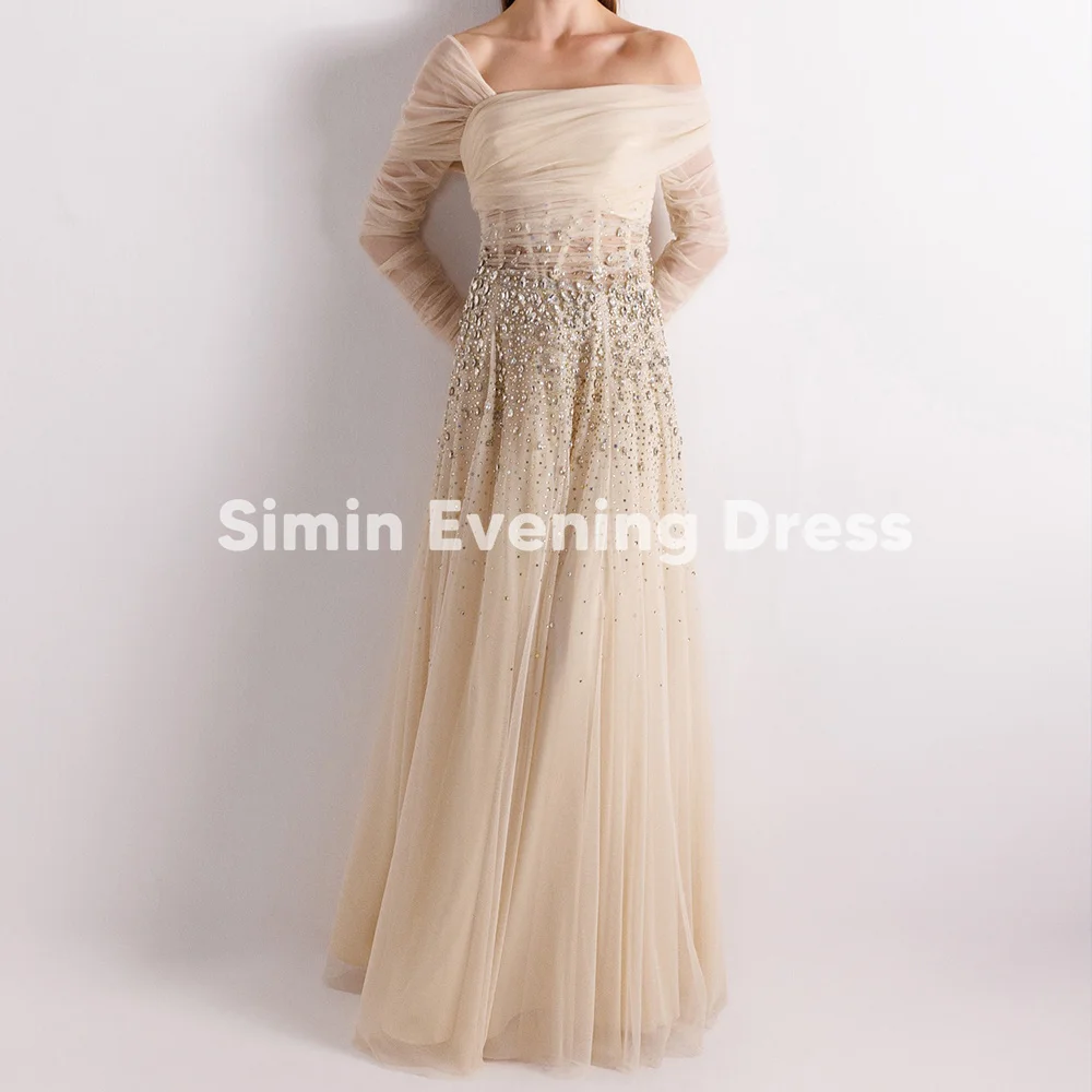 Simin One-Shoulder Beads Tulle A-Line Boning Floor-Length Evening Dresses With Long Sleeves Formal Prom Dresses For Women 2025
Simin One-Shoulder Beads Tulle A-Line Boning Floor-Length Evening Dresses With Long Sleeves Formal Prom Dresses For Women 2025
