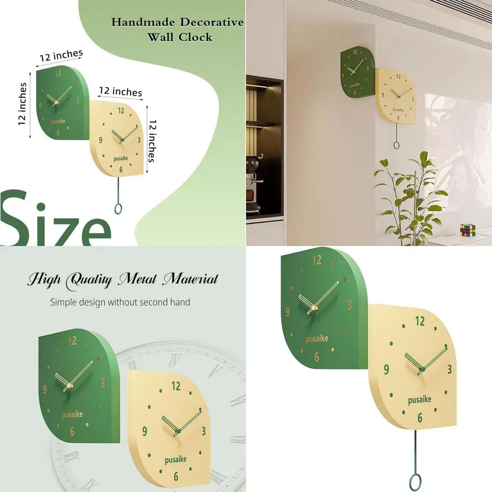 12 Modern Double-Sided Silent Wall Clock, Green & Yellow, Battery-Powered, Unique Metal Decor for Living Room
12 Modern Double-Sided Silent Wall Clock, Green & Yellow, Battery-Powered, Unique Metal Decor for Living Room
