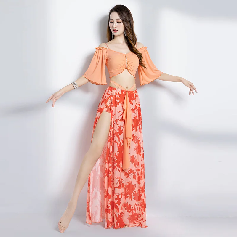Oriental Dress Print Belly Dance Costume 2 Piece Short Sleeve Gauze Skirt Sexy Side Split Stage Clothes Women
Oriental Dress Print Belly Dance Costume 2 Piece Short Sleeve Gauze Skirt Sexy Side Split Stage Clothes Women