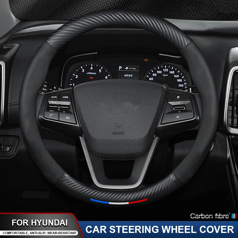 For Hyundai i10 i20 i30 ix20 ix25 ix35 ix55 Tucson Palisade Kona Sorento IONIQ Sonata Ceed Car Carbon Fiber Steering Wheel Cover
For Hyundai i10 i20 i30 ix20 ix25 ix35 ix55 Tucson Palisade Kona Sorento IONIQ Sonata Ceed Car Carbon Fiber Steering Wheel Cover