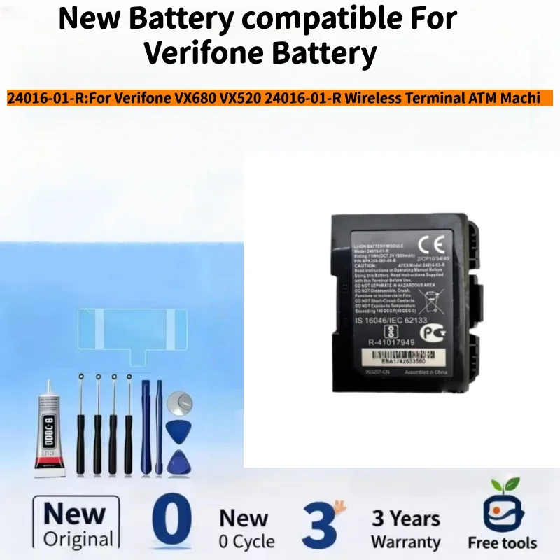 New Battery Compatible For Verifone VX680 VX520 24016-01-R Wireless Terminal ATM Machi 24016-01-R Batteries + Free Tools
New Battery Compatible For Verifone VX680 VX520 24016-01-R Wireless Terminal ATM Machi 24016-01-R Batteries + Free Tools