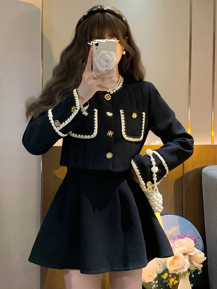 Sweet Small Fragrance Two Piece Set Women Coat Short Top + Pleated Skirt Suits Korean Fashion Autumn 2 Piece Sets Women Outfits
Sweet Small Fragrance Two Piece Set Women Coat Short Top + Pleated Skirt Suits Korean Fashion Autumn 2 Piece Sets Women Outfits