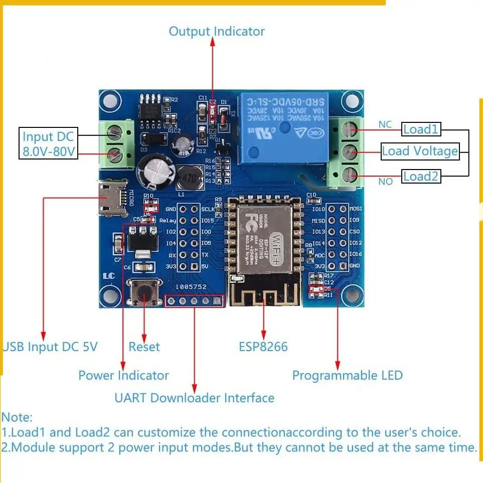 Модуль контроллера реле A92P WIFI, 5 В постоянного тока 8 В-80 В ESP8266, модуль беспроводного контроллера ESP-12F для приложения IOT Smart Home
Модуль контроллера реле A92P WIFI, 5 В постоянного тока 8 В-80 В ESP8266, модуль беспроводного контроллера ESP-12F для приложения IOT Smart Home