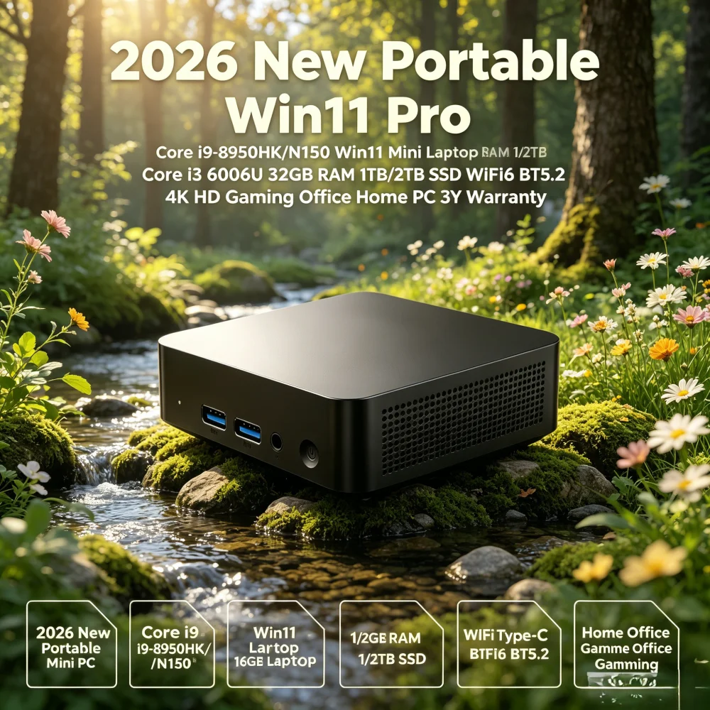 2026 New Portable Mini PC Core i9-8950HK/N150 Win11 Mini Laptop 16GB RAM 1/2TB SSD Type-C WiFi6 BT5.2 Home Office Gaming Laptop
2026 New Portable Mini PC Core i9-8950HK/N150 Win11 Mini Laptop 16GB RAM 1/2TB SSD Type-C WiFi6 BT5.2 Home Office Gaming Laptop
