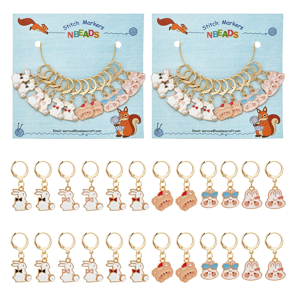 24PCS Alloy Enamel Rabbit & Bear Pendant Locking Stitch Markers 304 Stainless Steel Clap Stitch Marker Mixed Color
24PCS Alloy Enamel Rabbit & Bear Pendant Locking Stitch Markers 304 Stainless Steel Clap Stitch Marker Mixed Color