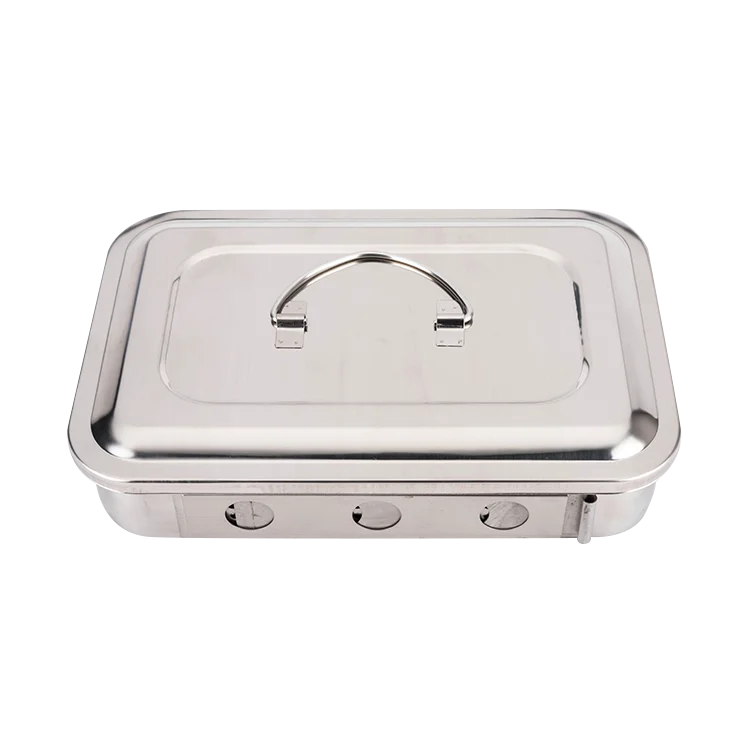 Hot Selling Dental Stainless Steel Storage Box With Hole Dentist Sterilization Trays Medical Surgical Instrument Tray With Cover
Hot Selling Dental Stainless Steel Storage Box With Hole Dentist Sterilization Trays Medical Surgical Instrument Tray With Cover