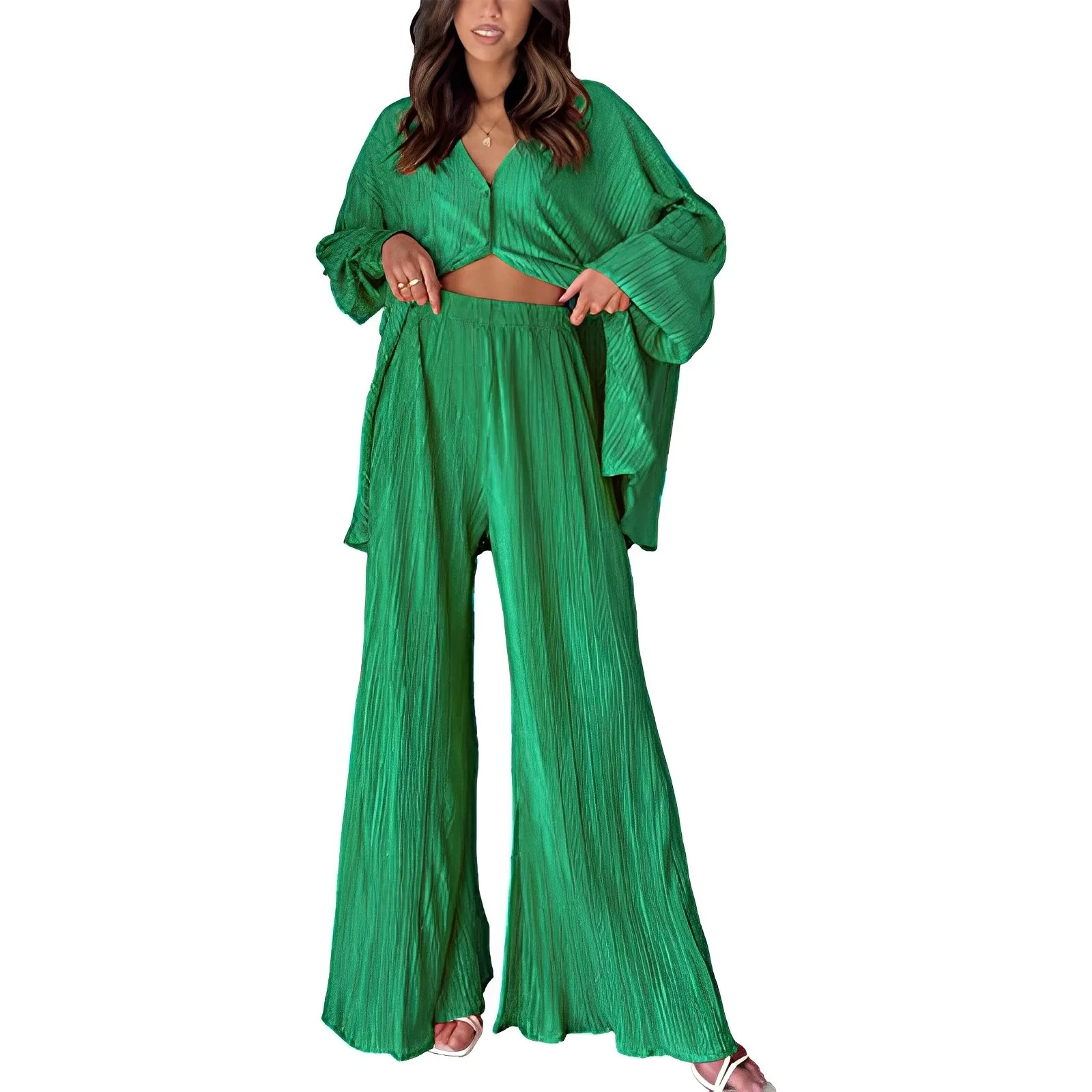 Pant Sets Two Piece Sets Women Shirt Pleated Pant Set Solid Loose High Waist Wide Leg Trousers Suit 2023 Elegant Streetwear
Pant Sets Two Piece Sets Women Shirt Pleated Pant Set Solid Loose High Waist Wide Leg Trousers Suit 2023 Elegant Streetwear