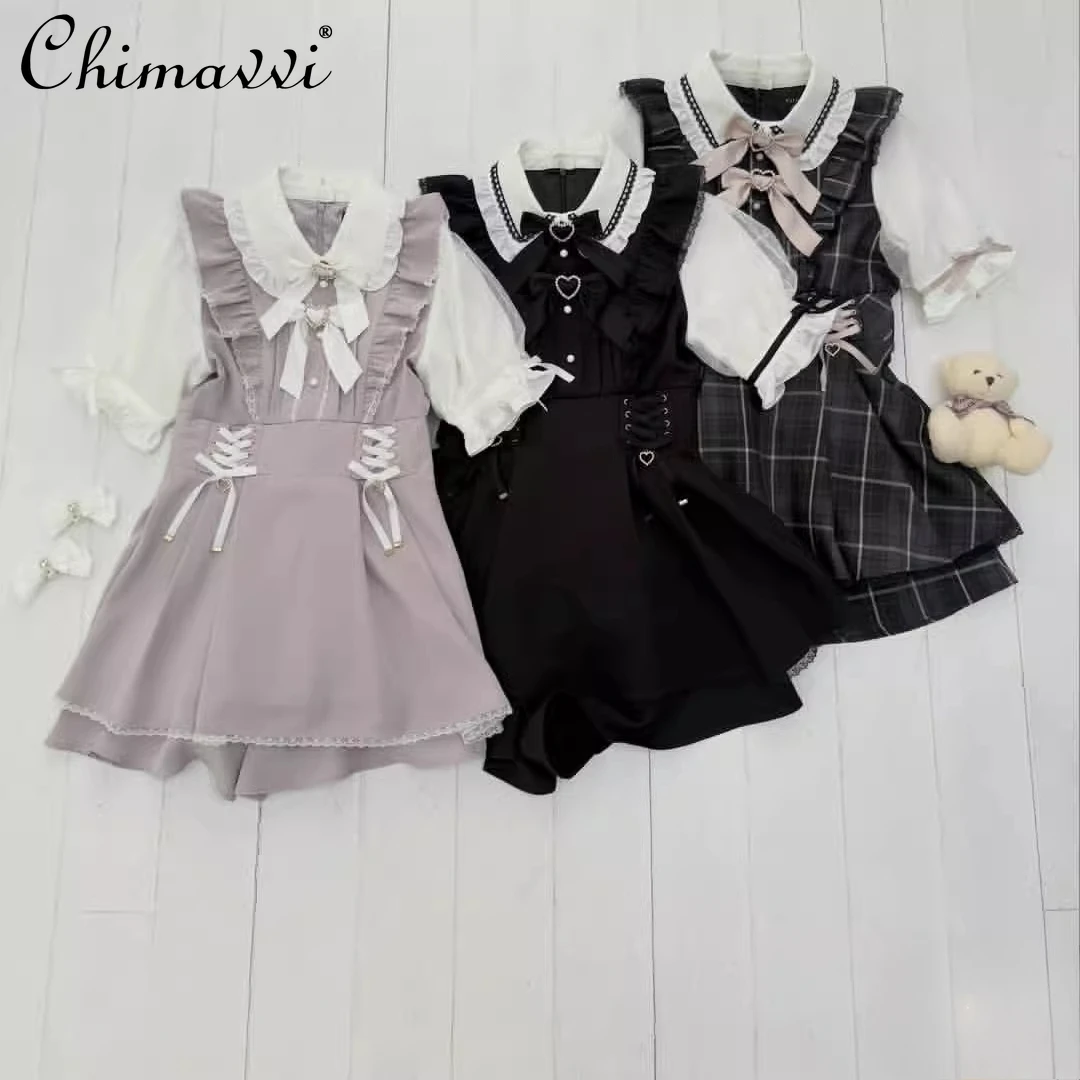 Japanese Sweet Dress Suit Spring and Summer New Mass Production Cute Plaid Bows Lace Sleeve Patchwork Tops Shorts Lolita Sets
Japanese Sweet Dress Suit Spring and Summer New Mass Production Cute Plaid Bows Lace Sleeve Patchwork Tops Shorts Lolita Sets