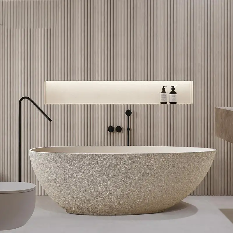 "Japanese Wabi Sabi Cream Egg-shaped Bathtub - Freestanding Designer Stone Tub for Luxury Hotel & Minimalist Villa"
"Japanese Wabi Sabi Cream Egg-shaped Bathtub - Freestanding Designer Stone Tub for Luxury Hotel & Minimalist Villa"
