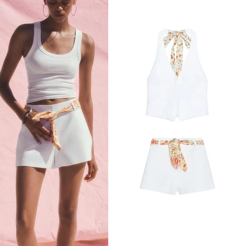 Летний сексуальный жилет с воротником с принтом Bal, топ, тонкий шарф, детали, брюки, модный комплект из двух предметов, круглый Ne ort Sve
Летний сексуальный жилет с воротником с принтом Bal, топ, тонкий шарф, детали, брюки, модный комплект из двух предметов, круглый Ne ort Sve