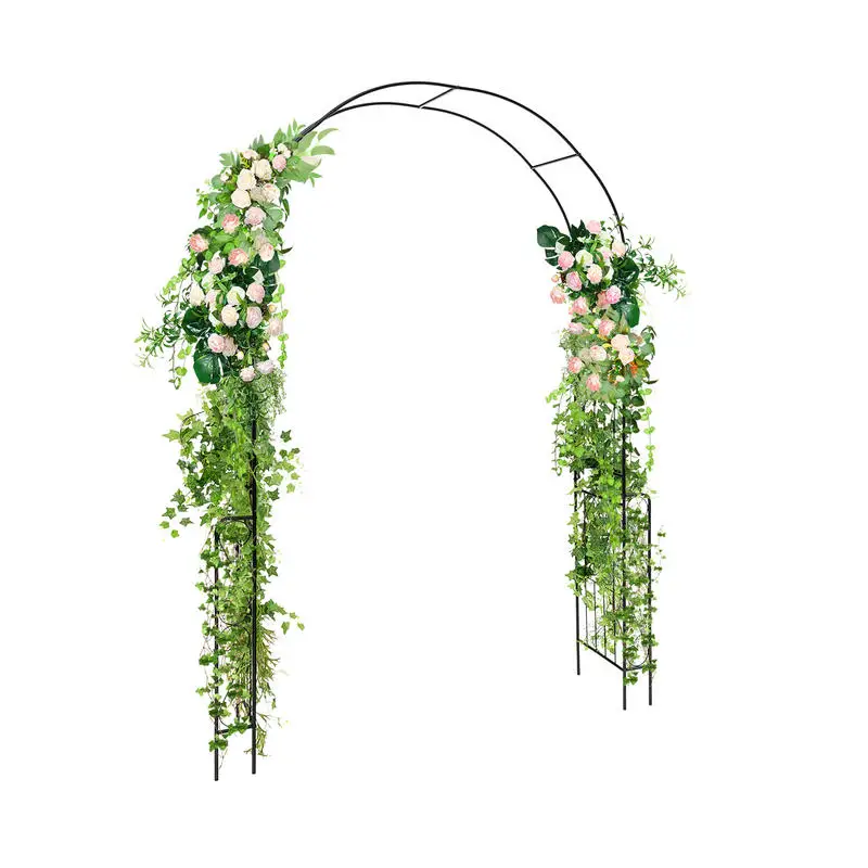 7.9 Feet Metal Garden Arch Backdrop Stand with Fence for Climbing Plants-Black
7.9 Feet Metal Garden Arch Backdrop Stand with Fence for Climbing Plants-Black