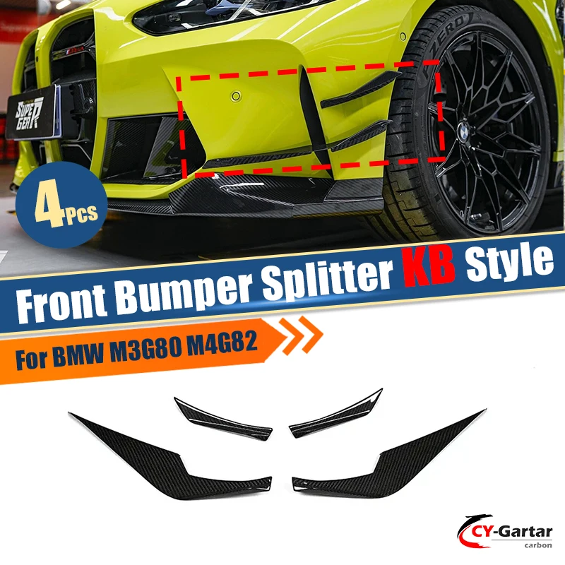 For BMW G80 M3 G82 G83 M4 2021+ KB Style 4pcs/set Dry Carbon Fiber Front Bumper Canards Splitters Spoiler Bodykit Side Fin Flaps
For BMW G80 M3 G82 G83 M4 2021+ KB Style 4pcs/set Dry Carbon Fiber Front Bumper Canards Splitters Spoiler Bodykit Side Fin Flaps