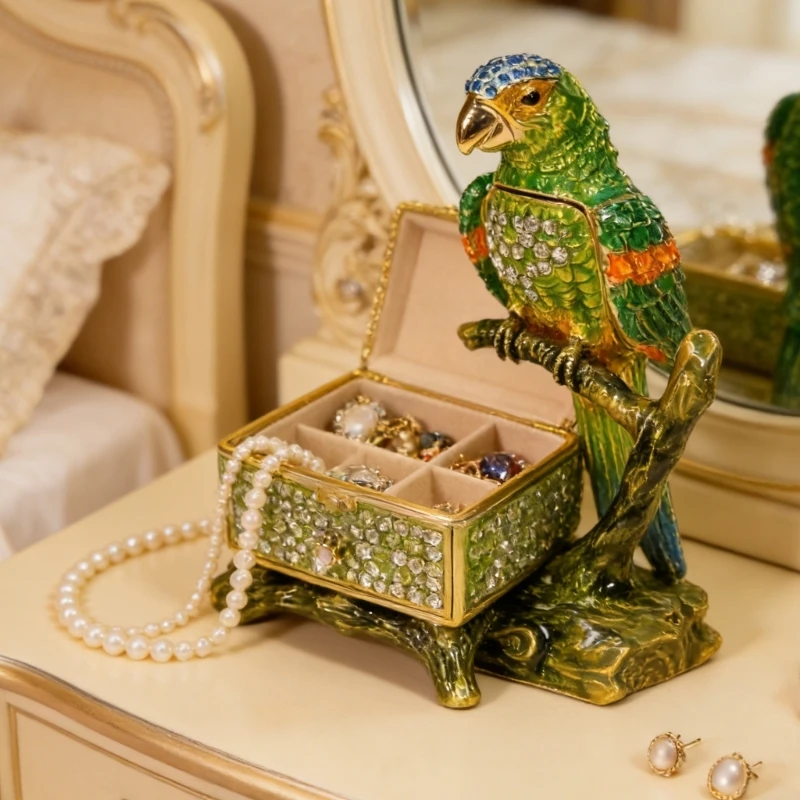 Charm Miniature Parrots Jewelry Container With Scratch Resistant Enameled Surfaces And Spacious Interior
Charm Miniature Parrots Jewelry Container With Scratch Resistant Enameled Surfaces And Spacious Interior
