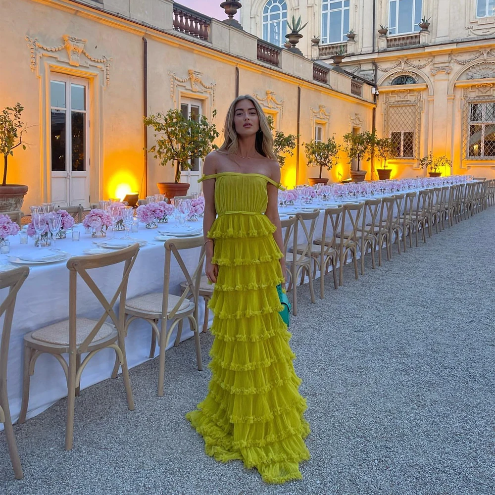 Ceremony Elegant Long Women Dress Off Shoulder Pleated Tiered A-Line Women Evening Party Dresses Custom Made Free Shipping
Ceremony Elegant Long Women Dress Off Shoulder Pleated Tiered A-Line Women Evening Party Dresses Custom Made Free Shipping