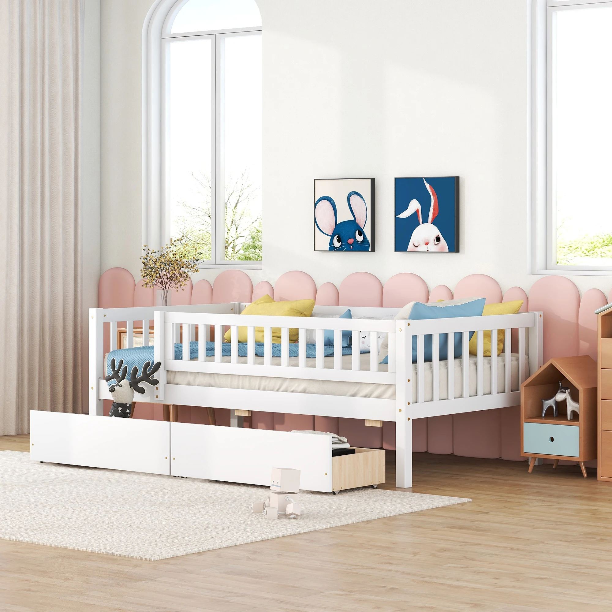 VSOGA Twin Sofa Bed Wooden Bed - With Two Drawers, Assembled Length 79.50cm Assembly Width 57.cm Assembly Height 28.30cm
VSOGA Twin Sofa Bed Wooden Bed - With Two Drawers, Assembled Length 79.50cm Assembly Width 57.cm Assembly Height 28.30cm