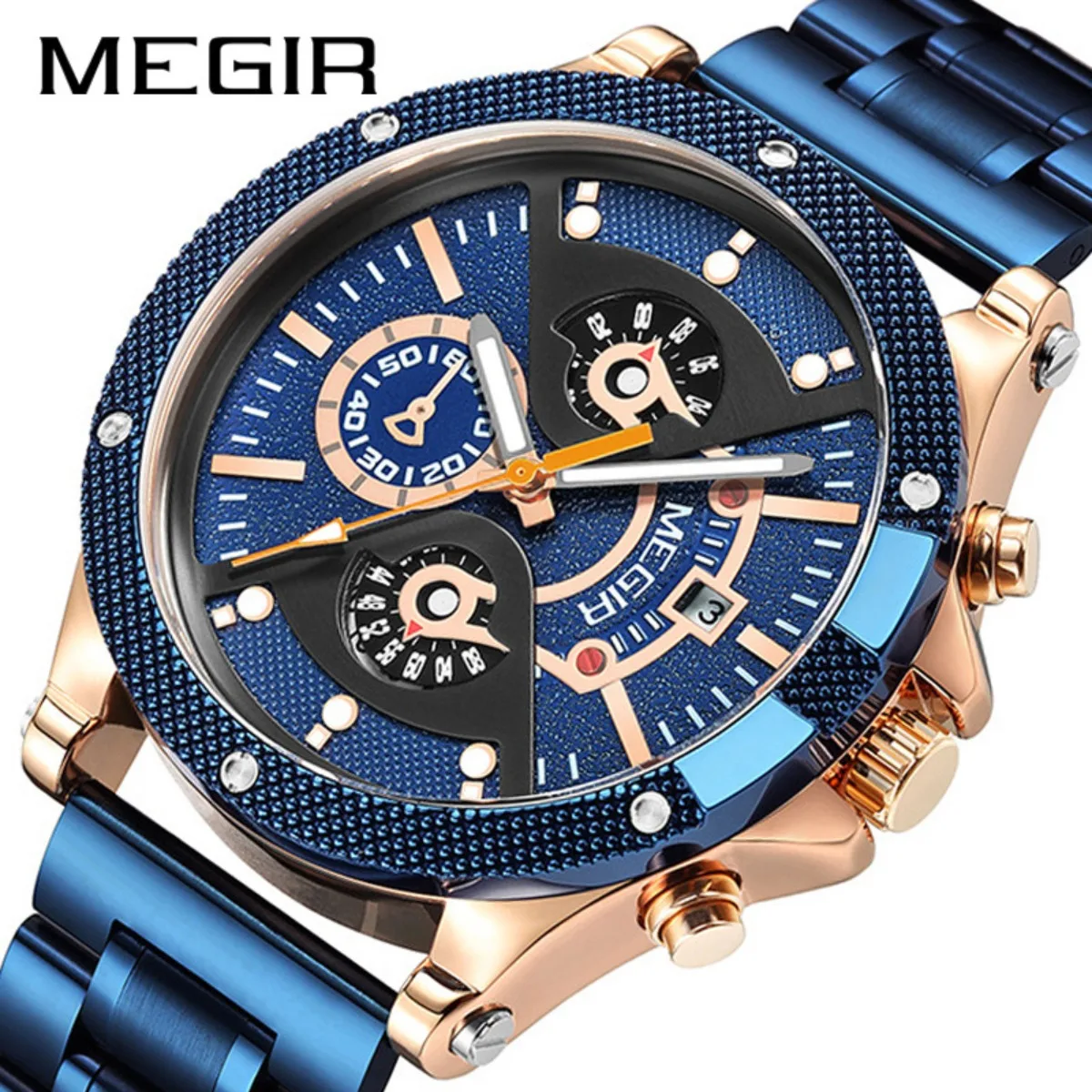 MEGIR Silver Black Watch Men Stainless Steel Analog Quartz Wristwatch with Chronograph Auto Date Spare Silicone Band Gift 2216
MEGIR Silver Black Watch Men Stainless Steel Analog Quartz Wristwatch with Chronograph Auto Date Spare Silicone Band Gift 2216