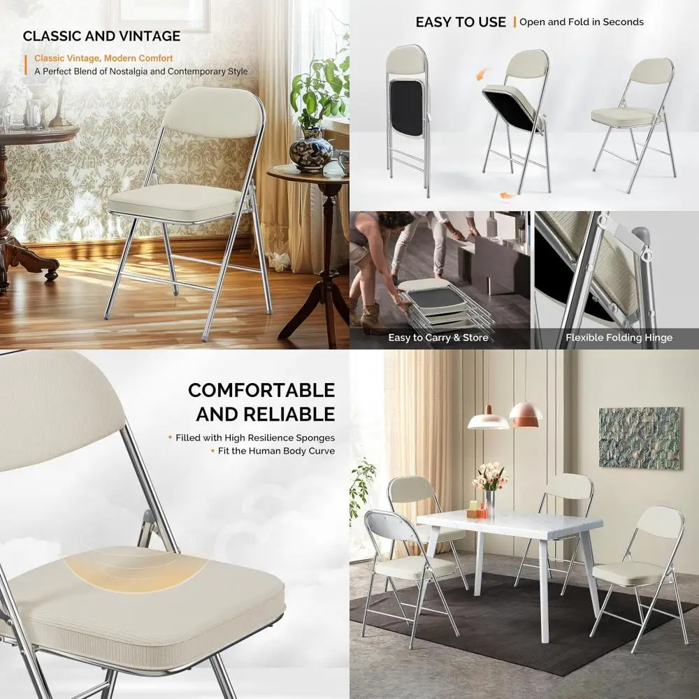 Padded Folding Chairs with Metal Frame, Durable Corduroy, 350 lbs Capacity, Set of 2, Off-White for Weddings, Parties, Office Ev
Padded Folding Chairs with Metal Frame, Durable Corduroy, 350 lbs Capacity, Set of 2, Off-White for Weddings, Parties, Office Ev