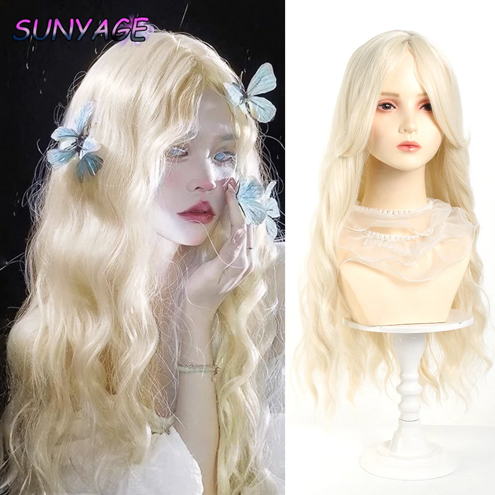 SUNYAGE Milk white gold Wig Long Wavy Synthetic Wig with Bangs Curly Golden for Women Cosplay Party Daily Use Heat Resistant
SUNYAGE Milk white gold Wig Long Wavy Synthetic Wig with Bangs Curly Golden for Women Cosplay Party Daily Use Heat Resistant