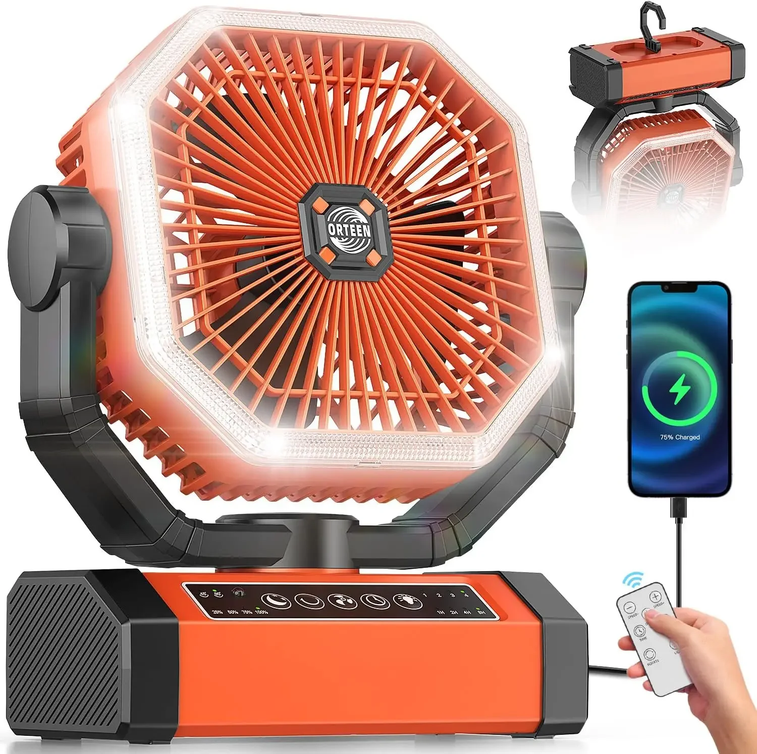 Battery Powered Fan - 9-Inch Rechargeable Fan Portable, 20000mAh(60Hrs) Camping Fans for Tent, Auto Oscillation Cordless
Battery Powered Fan - 9-Inch Rechargeable Fan Portable, 20000mAh(60Hrs) Camping Fans for Tent, Auto Oscillation Cordless