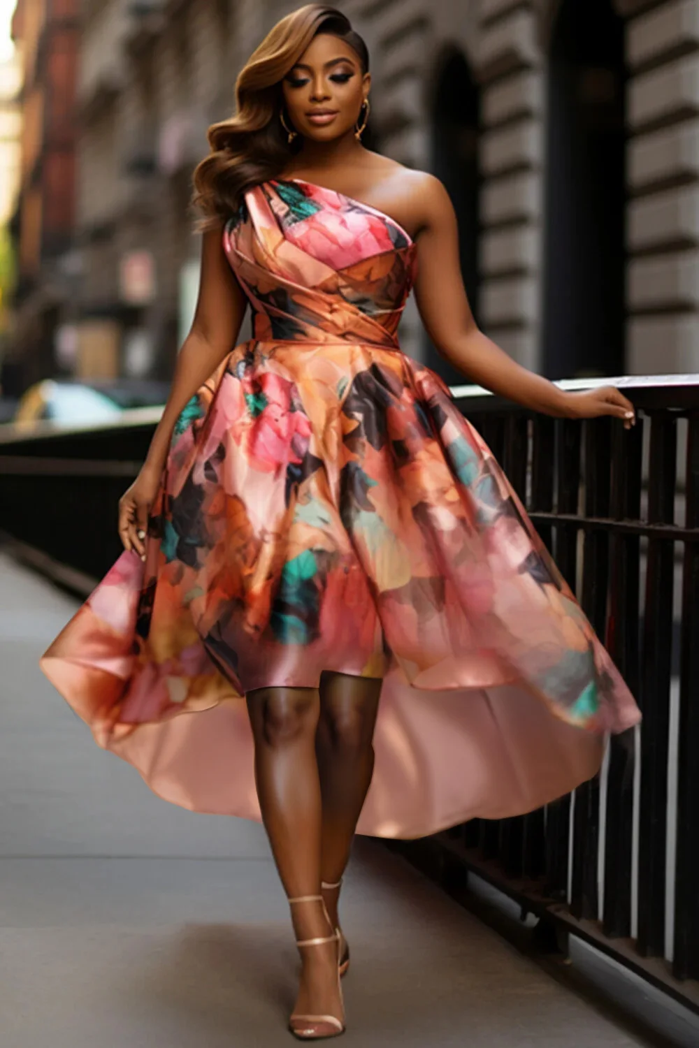 Plus Size Wedding Guest Satin Pink Floral One Shoulder Contrast High Low Hem Tulle Midi Dresses
Plus Size Wedding Guest Satin Pink Floral One Shoulder Contrast High Low Hem Tulle Midi Dresses