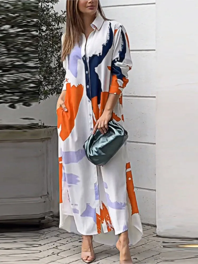 Women's Clothing 2024 Spring Fashion Print Sexy Slit Long Single Breasted Shirt Casual Comfortable With Pocket Irregular Dress
Women's Clothing 2024 Spring Fashion Print Sexy Slit Long Single Breasted Shirt Casual Comfortable With Pocket Irregular Dress