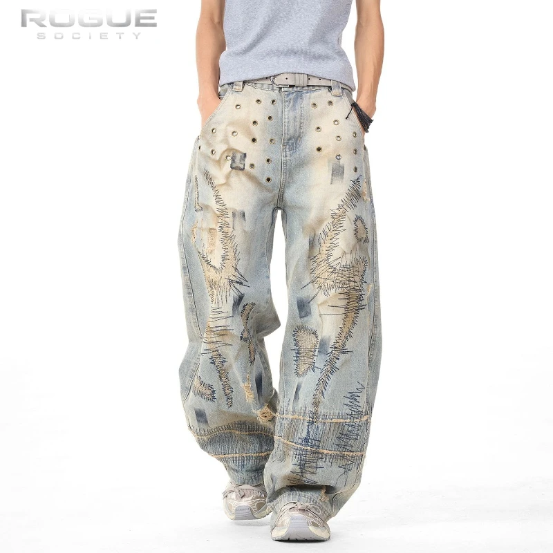 Vintage Distressed Grunge Jeans Unisex Embroidery Ripped Wide Leg Denim Y2K Dirty Washed Baggy Streetwear Trousers Harajuku Tiki
Vintage Distressed Grunge Jeans Unisex Embroidery Ripped Wide Leg Denim Y2K Dirty Washed Baggy Streetwear Trousers Harajuku Tiki