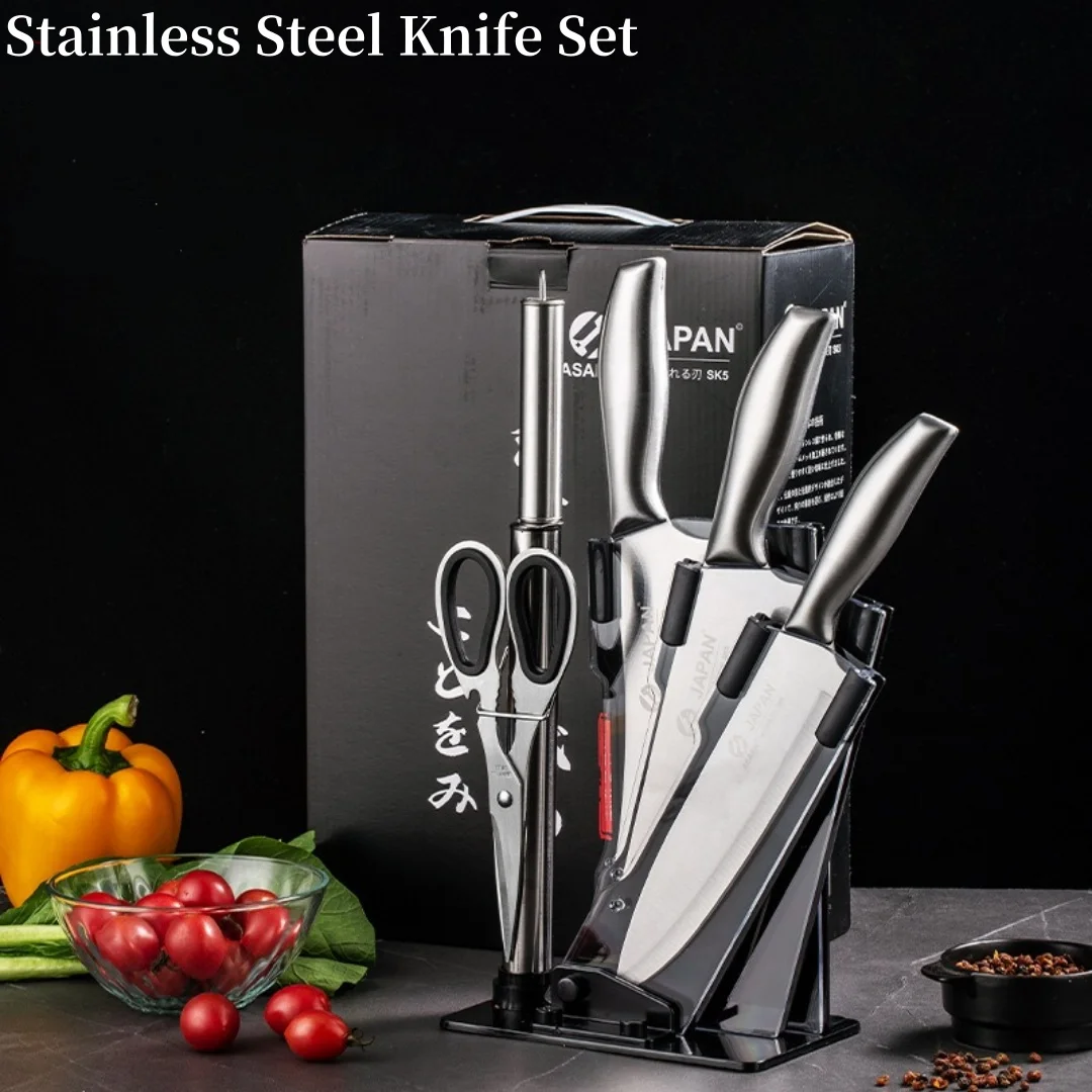 Stainless Steel Knife Hollow Handle 6-Piece Set Kitchen Knife With Stand Fruit Knife Scissors Restaurant Home
Stainless Steel Knife Hollow Handle 6-Piece Set Kitchen Knife With Stand Fruit Knife Scissors Restaurant Home