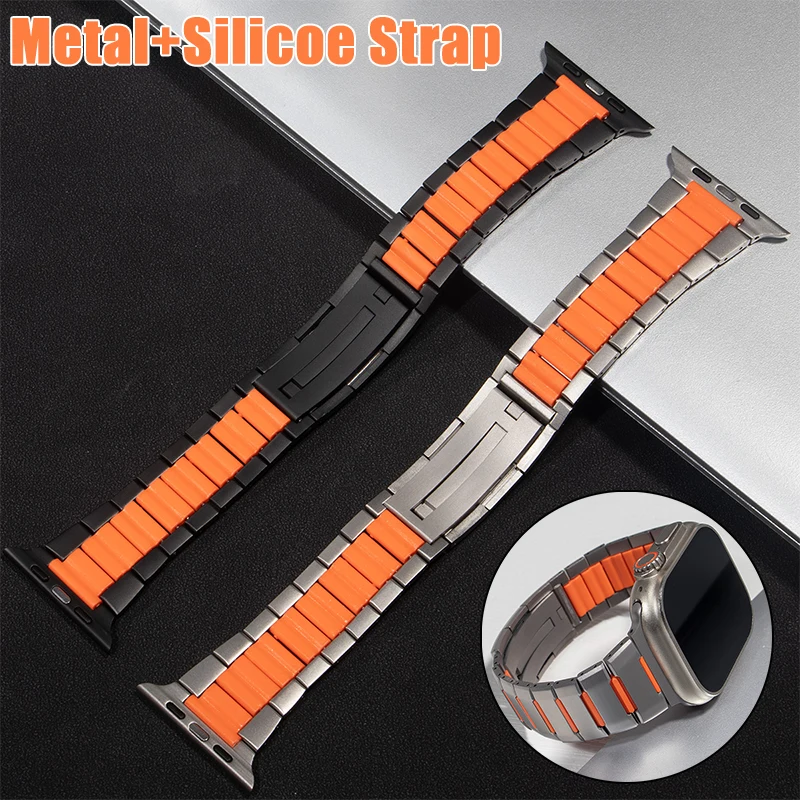 Metal Silicone Strap for Apple Watch Band Ultra 3 2 49mm 46mm 45mm 44mm 42mm 40mm Bracelet for Iwatch Series 11 10 9 8 7 6 SE 5
Metal Silicone Strap for Apple Watch Band Ultra 3 2 49mm 46mm 45mm 44mm 42mm 40mm Bracelet for Iwatch Series 11 10 9 8 7 6 SE 5