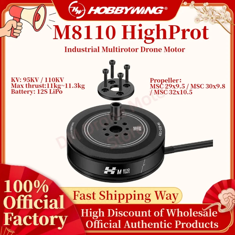 Hobbywing Official M8110 HighProt 95/110KV Max thrust 11.3kg 12S for Multirotor, UAV, Industrial Payload Drones Accessories
Hobbywing Official M8110 HighProt 95/110KV Max thrust 11.3kg 12S for Multirotor, UAV, Industrial Payload Drones Accessories