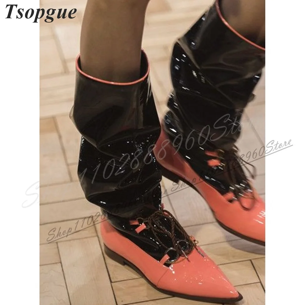 Mid Calf Mixed Soft Leather String Decor Boots Flat With Shoes For Women Slip On Pointed Toe 2024 Fashion Zapatos Para Mujere
Mid Calf Mixed Soft Leather String Decor Boots Flat With Shoes For Women Slip On Pointed Toe 2024 Fashion Zapatos Para Mujere