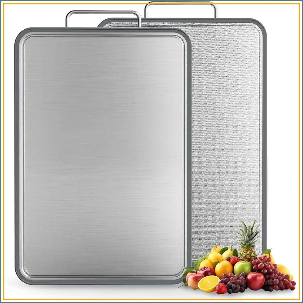304 Stainless Steel Cutting Board 16''×11'' – Double-Sided Kitchen Chopping Board for Meat, Fruits & Vegetables, Rust-Resistant with Dual Juice Grooves, Easy to Clean
304 Stainless Steel Cutting Board 16''×11'' – Double-Sided Kitchen Chopping Board for Meat, Fruits & Vegetables, Rust-Resistant with Dual Juice Grooves, Easy to Clean