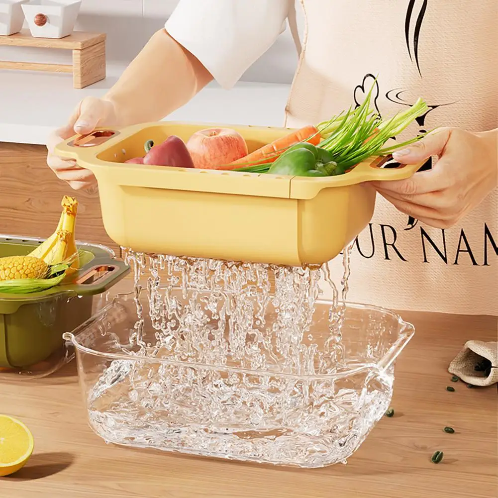 Прозрачная дренажная корзина для продуктов, двухслойная Выдвижная дренажная корзина, сетка с ручкой для раковины и овощей
Прозрачная дренажная корзина для продуктов, двухслойная Выдвижная дренажная корзина, сетка с ручкой для раковины и овощей